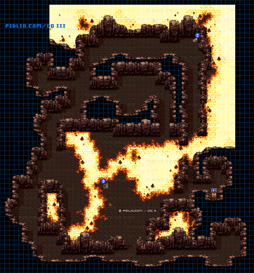 隠しダンジョン前半（天界の洞窟）・第3フロアのマップ画像 ／ SFC版ドラゴンクエスト3攻略 ─ pidlio.com