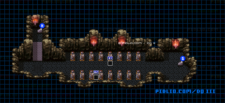 隠しダンジョン前半（天界の洞窟）・第6フロアのマップ画像 ／ SFC版ドラゴンクエスト3攻略 ─ pidlio.com