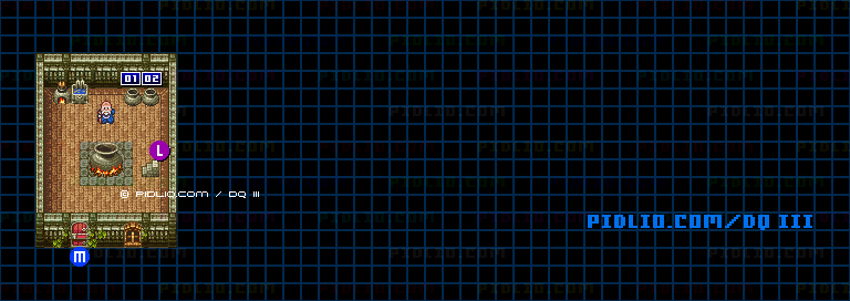 隠しダンジョン後半（天界の塔）1階のマップ画像 ／ SFC版ドラゴンクエスト3攻略 ─ pidlio.com