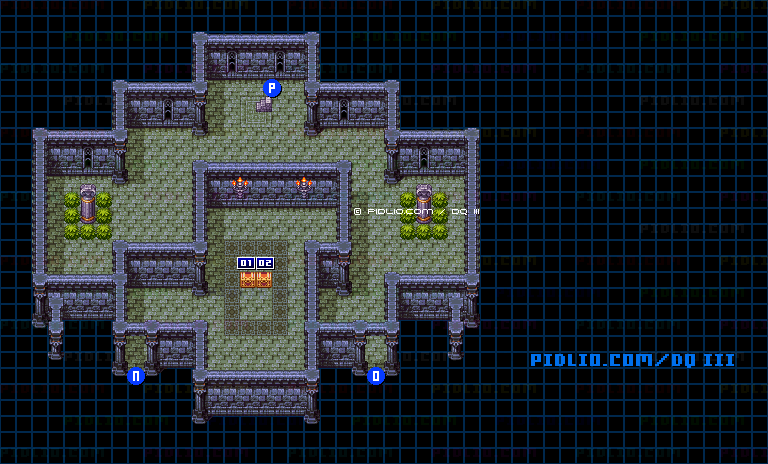 隠しダンジョン後半（天界の塔）2階のマップ画像 ／ SFC版ドラゴンクエスト3攻略 ─ pidlio.com