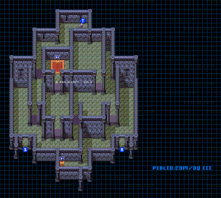隠しダンジョン後半（天界の塔）4階のマップ画像 ／ SFC版ドラゴンクエスト3攻略 ─ pidlio.com