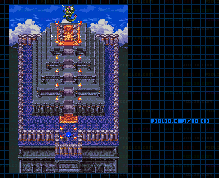 隠しダンジョン後半（天界の塔）頂上のマップ画像 ／ SFC版ドラゴンクエスト3攻略 ─ pidlio.com