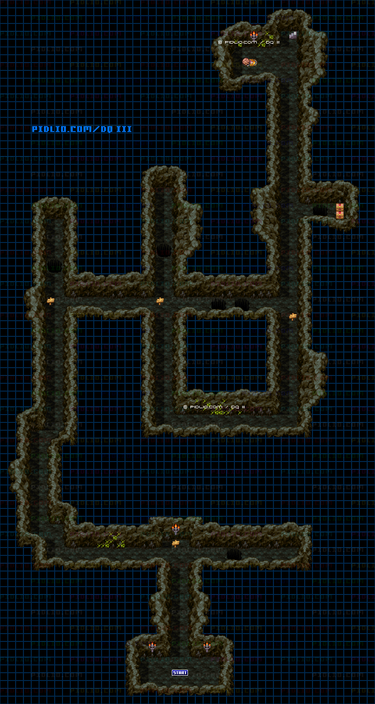 性格診断「洞窟」のマップ画像 ／ SFC版ドラゴンクエスト3攻略 ─ pidlio.com