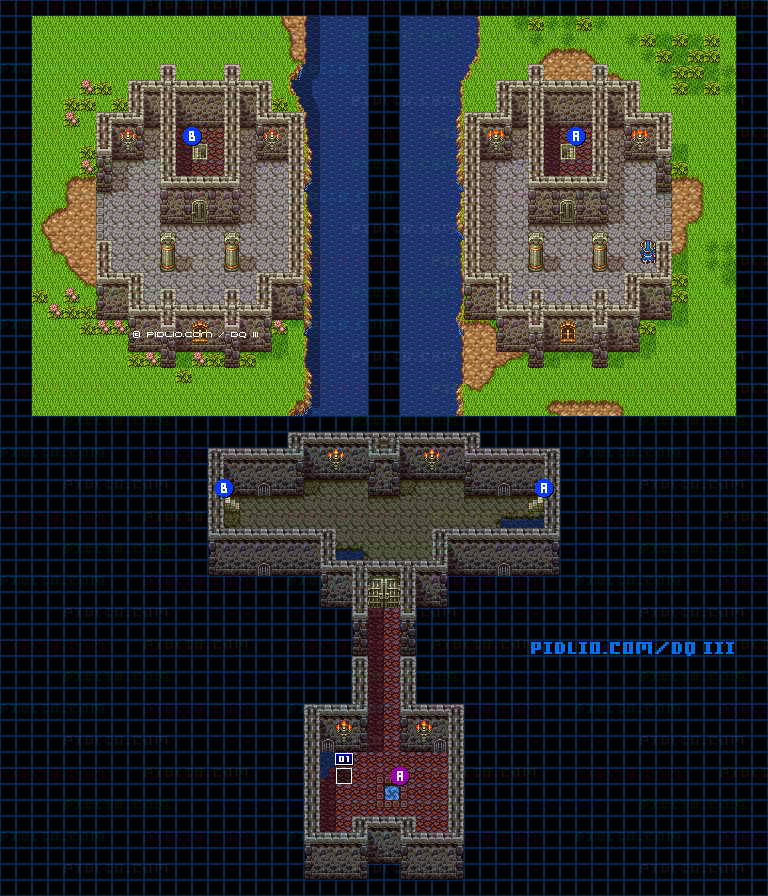 ロマリアの関所のマップ画像 ／ SFC版ドラゴンクエスト3攻略 ─ pidlio.com