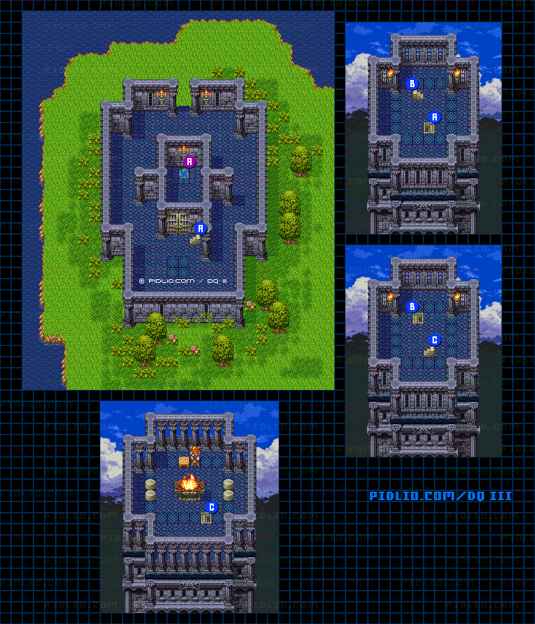 ポルトガの灯台のマップ画像 ／ SFC版ドラゴンクエスト3攻略 ─ pidlio.com