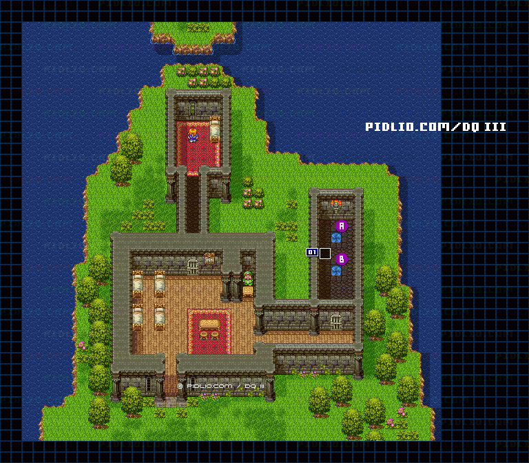 オリビアの岬のほこらのマップ画像 ／ SFC版ドラゴンクエスト3攻略 ─ pidlio.com