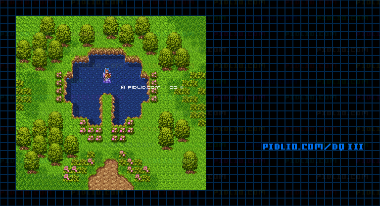 精霊の泉（オルレラの泉）のマップ画像 ／ SFC版ドラゴンクエスト3攻略 ─ pidlio.com