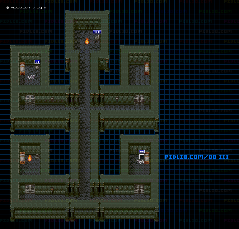 ほこらの牢獄のマップ画像 ／ SFC版ドラゴンクエスト3攻略 ─ pidlio.com