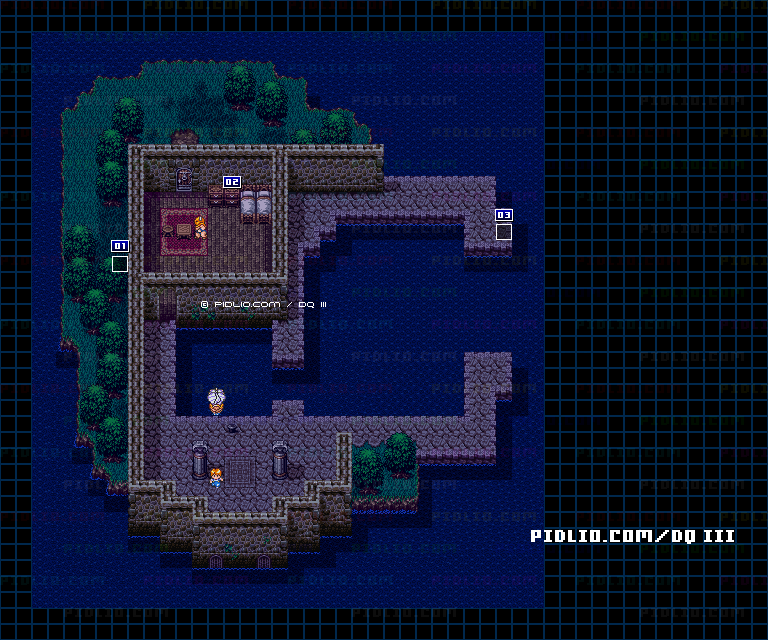 ラダトーム西の港のマップ画像 ／ SFC版ドラゴンクエスト3攻略 ─ pidlio.com