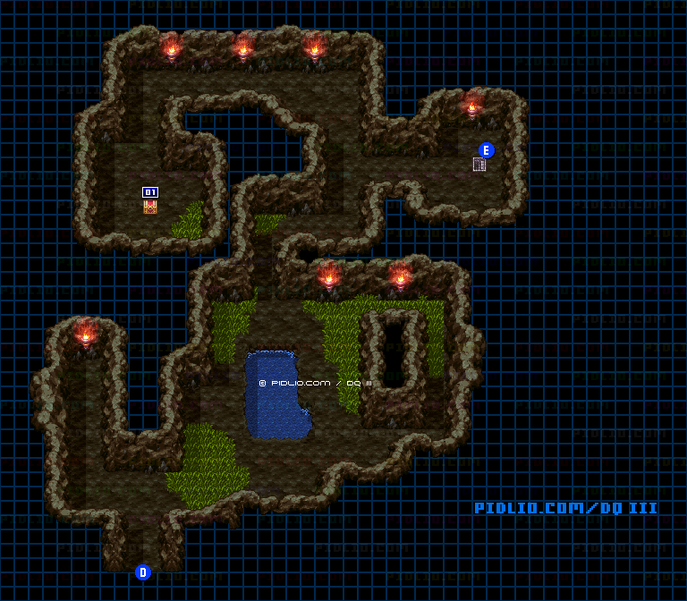 第4のすごろく場・2階奥のマップ画像 ／ SFC版ドラゴンクエスト3攻略 ─ pidlio.com