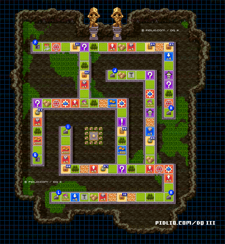 第5のすごろく場・4階すごろく場フロア3のマップ画像 ／ SFC版ドラゴンクエスト3攻略 ─ pidlio.com