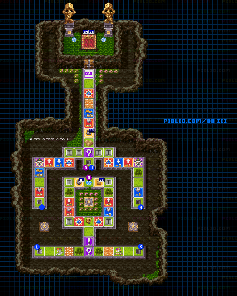 第5のすごろく場・5階すごろく場フロア4のマップ画像 ／ SFC版ドラゴンクエスト3攻略 ─ pidlio.com
