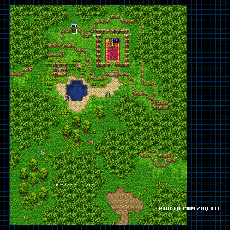 エルフの隠れ里のマップ画像 ／ SFC版ドラゴンクエスト3攻略 ─ pidlio.com