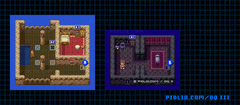 アッサラームの町・屋内のマップ画像 ／ SFC版ドラゴンクエスト3攻略 ─ pidlio.com