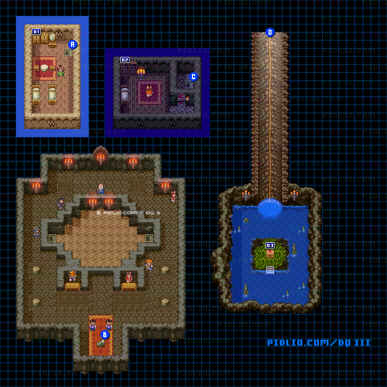 イシス城下町・屋内のマップ画像 ／ SFC版ドラゴンクエスト3攻略 ─ pidlio.com