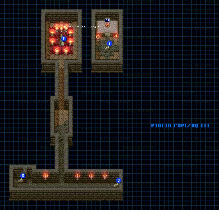 イシスの城・地下のマップ画像 ／ SFC版ドラゴンクエスト3攻略 ─ pidlio.com