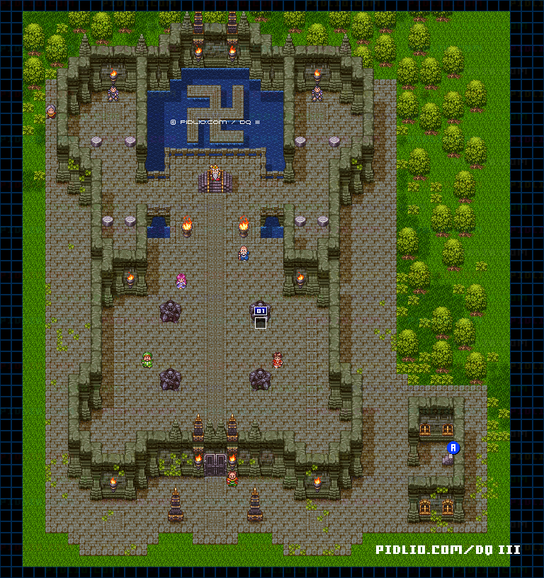 ダーマ神殿・1階のマップ画像 ／ SFC版ドラゴンクエスト3攻略 ─ pidlio.com