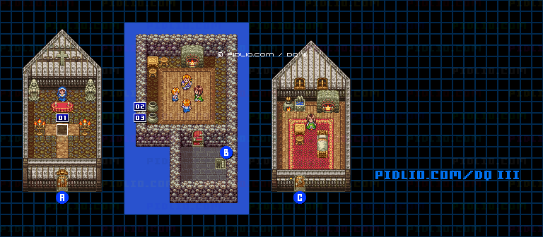 ムオルの村・屋内のマップ画像 ／ SFC版ドラゴンクエスト3攻略 ─ pidlio.com
