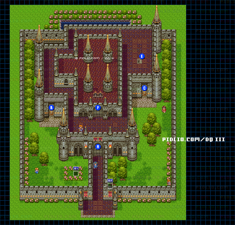 エジンベアの城・外観のマップ画像 ／ SFC版ドラゴンクエスト3攻略 ─ pidlio.com