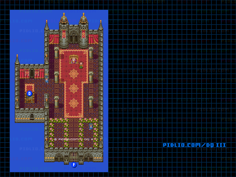 エジンベアの城・城内2階のマップ画像 ／ SFC版ドラゴンクエスト3攻略 ─ pidlio.com