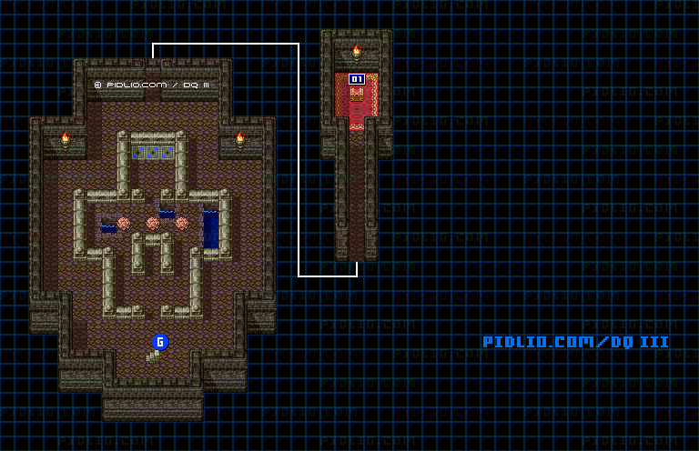 エジンベアの城・地下宝物庫のマップ画像 ／ SFC版ドラゴンクエスト3攻略 ─ pidlio.com