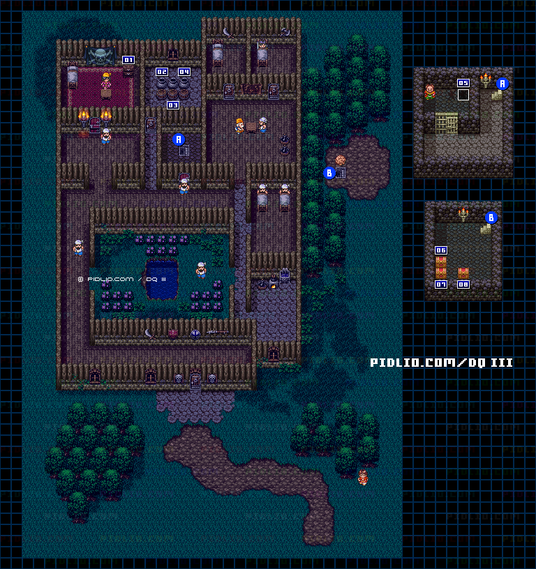 海賊の家のマップ画像 ／ SFC版ドラゴンクエスト3攻略 ─ pidlio.com