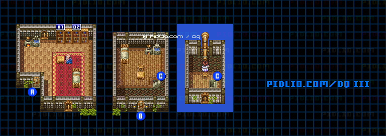 ルザミの村・屋内のマップ画像 ／ SFC版ドラゴンクエスト3攻略 ─ pidlio.com