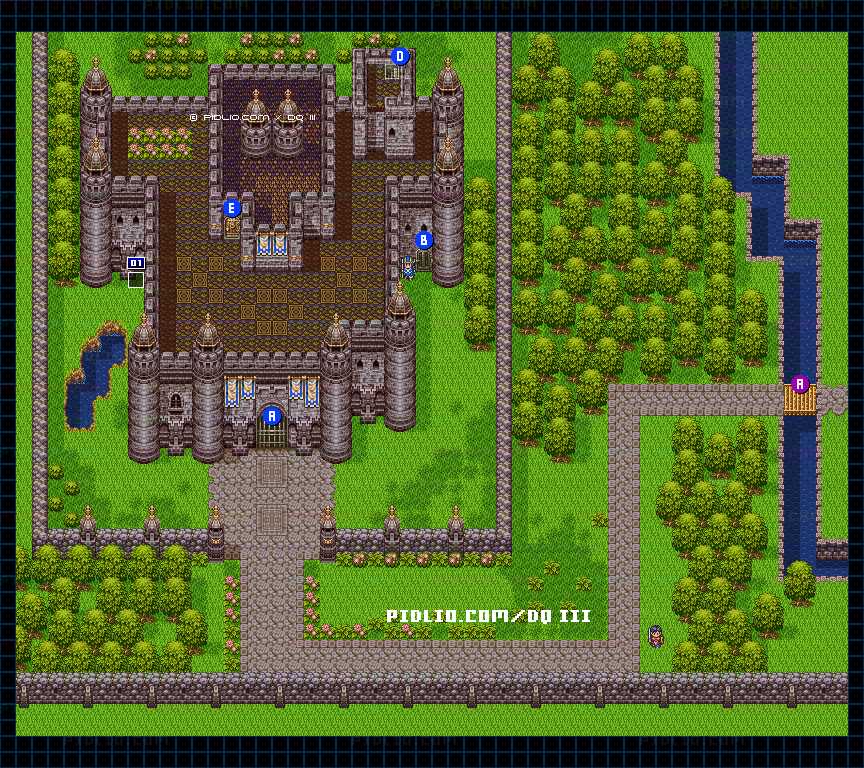 サマンオサの城・外観のマップ画像 ／ SFC版ドラゴンクエスト3攻略 ─ pidlio.com