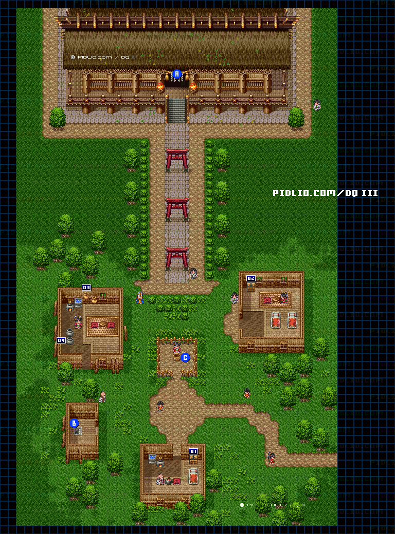 ジパング国・屋外のマップ画像 ／ SFC版ドラゴンクエスト3攻略 ─ pidlio.com