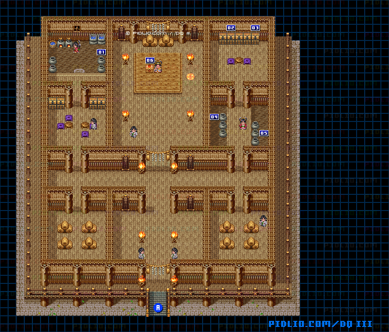 ジパング国・神殿内のマップ画像 ／ SFC版ドラゴンクエスト3攻略 ─ pidlio.com