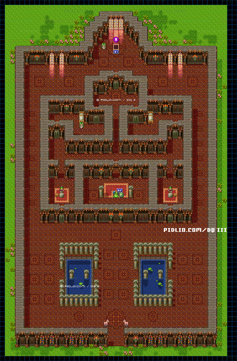 竜の女王の城のマップ画像 ／ SFC版ドラゴンクエスト3攻略 ─ pidlio.com