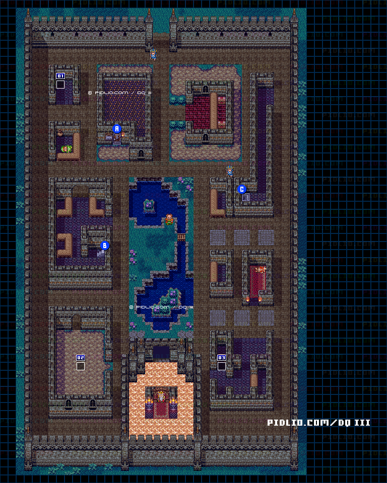 メルキドの町・屋外のマップ画像 ／ SFC版ドラゴンクエスト3攻略 ─ pidlio.com