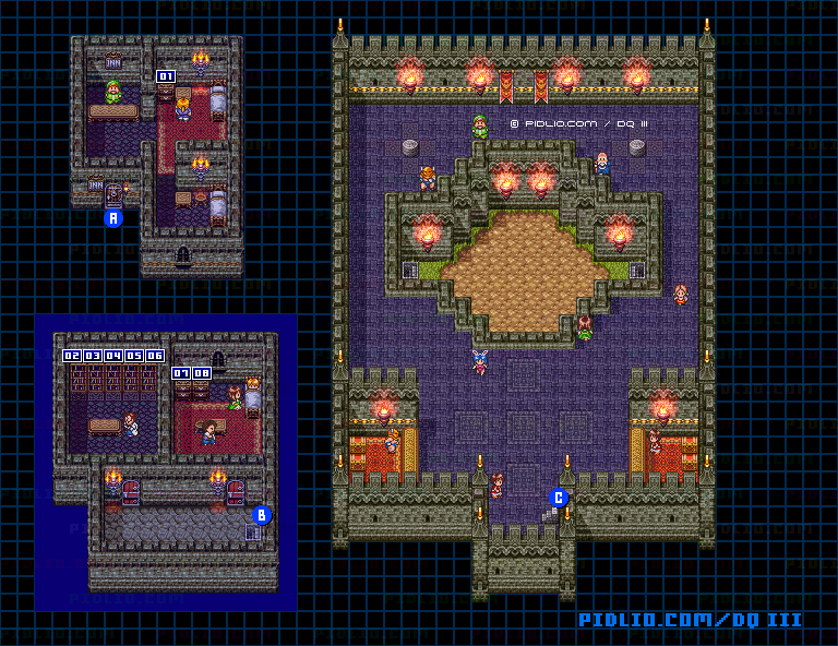 メルキドの町・屋内のマップ画像 ／ SFC版ドラゴンクエスト3攻略 ─ pidlio.com