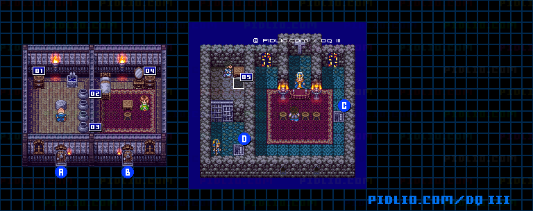 リムルダールの町・屋内のマップ画像 ／ SFC版ドラゴンクエスト3攻略 ─ pidlio.com