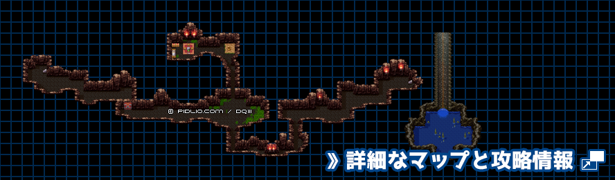ノルドの洞窟の簡易マップ画像 ／ SFC版ドラゴンクエスト3攻略 ─ pidlio.com