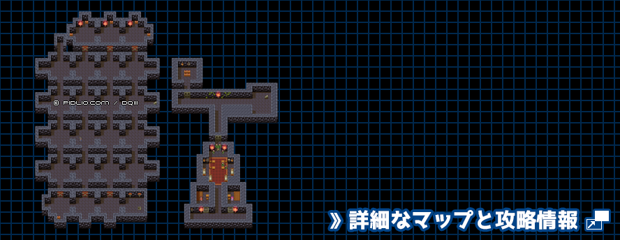 バハラタ東の洞窟の簡易マップ画像 ／ SFC版ドラゴンクエスト3攻略 ─ pidlio.com