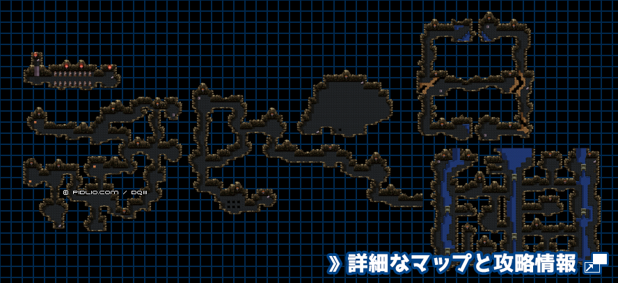 ネクロゴンドの洞窟の簡易マップ画像 ／ SFC版ドラゴンクエスト3攻略 ─ pidlio.com
